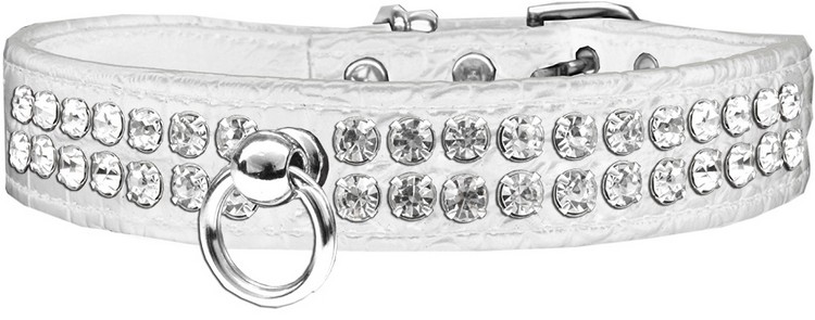 Style #72 Rhinestone Designer Croc Dog Collar White Size 20